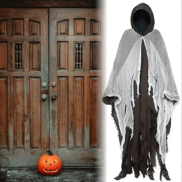 Hætteklædt Kappe Sort Halloween Kostume med Letvægts Polyester til Voksne Unisex