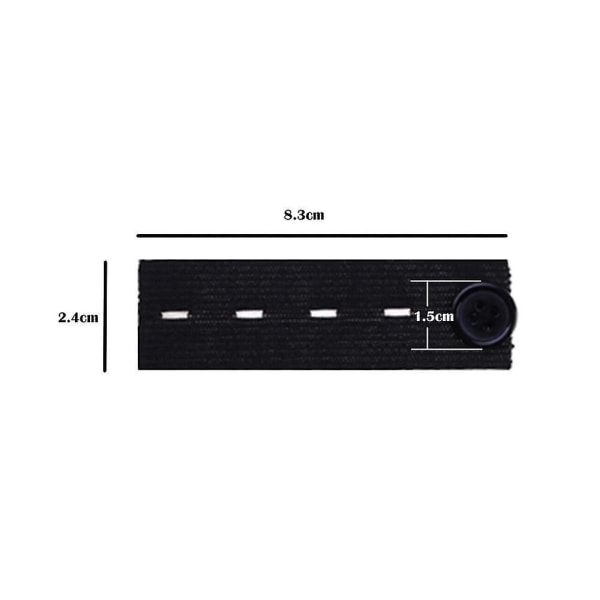 Elastisk knapp midjeförlängare Byxor Jeans Expander midjebandsknapp Black 1PC