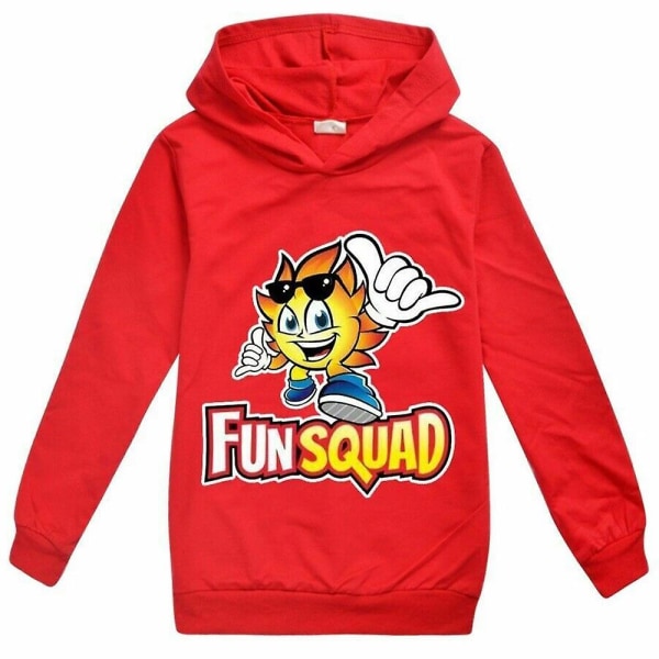 7-12 år Barn Pojkar Flickor Fun Squad Gaming Printed tröja Huvtröja Toppar Presenter Red 9-10 Years