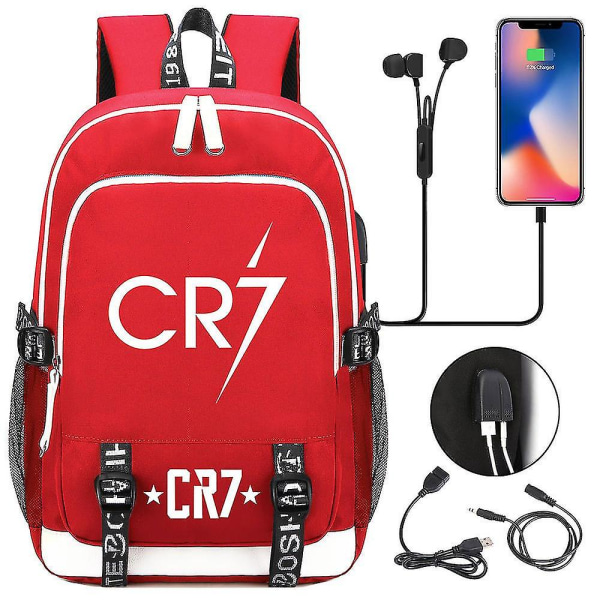 Cr7 teinien reppu, kannettavan tietokoneen USB laturi, monitoiminen vedenpitävä koululaukku, päiväreppu Mochilas 5