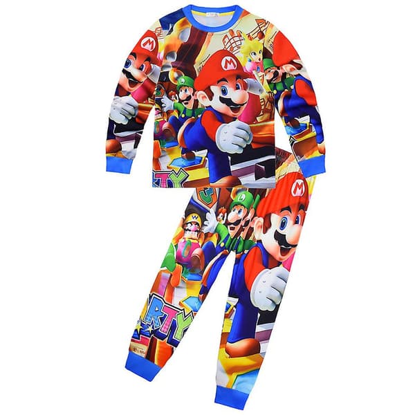 Super Mario Bros Pyjamas Set för Barn 4-9 År - Pyjamas Sovkläder Pyjamas Outfit Presenter B B 8-9Years