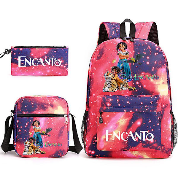 Encanto Set Mirabel Madrigalpen Case + Axelväska + Ryggsäck, Carnival 3Pcs Set