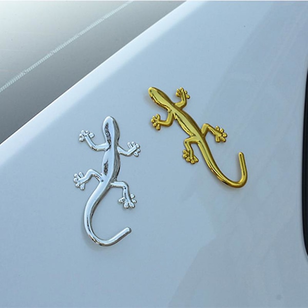 Lizard Gecko Bildekaler Plast Abs Bil Truck Sticker Dekaler Elektroplätering Dekal Badge Emblem Dekor Biltillbehör Partihandel| | Silver