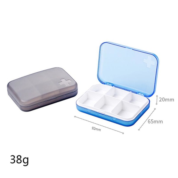 Grid medicin boxSix grid lille medicin box Multifunktionel medicin opbevaringsboks Transportabel medicin box White