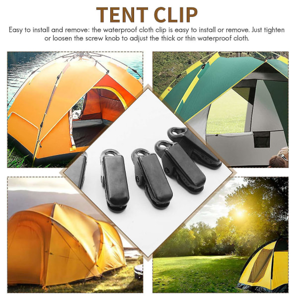 50 stk seilpresenningsklemmer sikrer klemme med sterkt låsegrep for utendørs camping, telt, fortelt, banner Ti