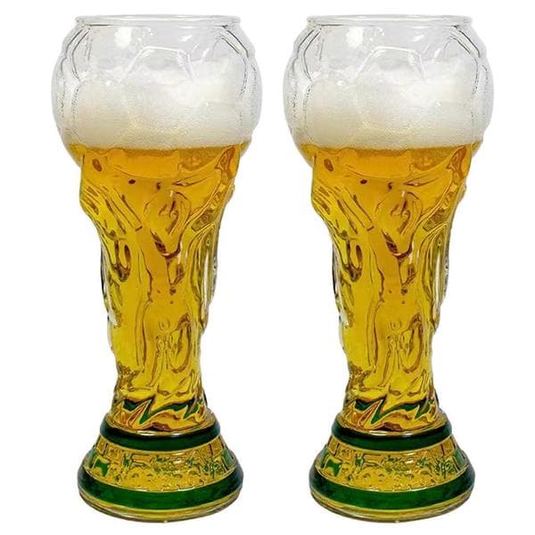 2 stk. Fodboldtrofæ Ølglas - 500 ml Kapacitet - Til Kampdagsfest Clear Grey 2pcs