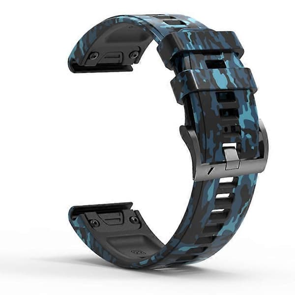Til Garmin Fenix 7X Camouflage Silikone Urrem Blue