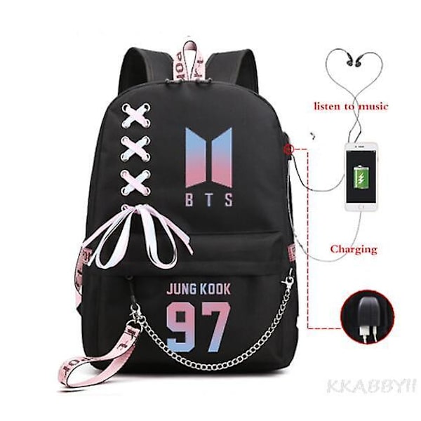 Kpop Groups Ryggsäck USB Charge Vattentät Business Skolväska Tonåringar Laptop Travel Dagsäck Mochila Skolväska picture color3