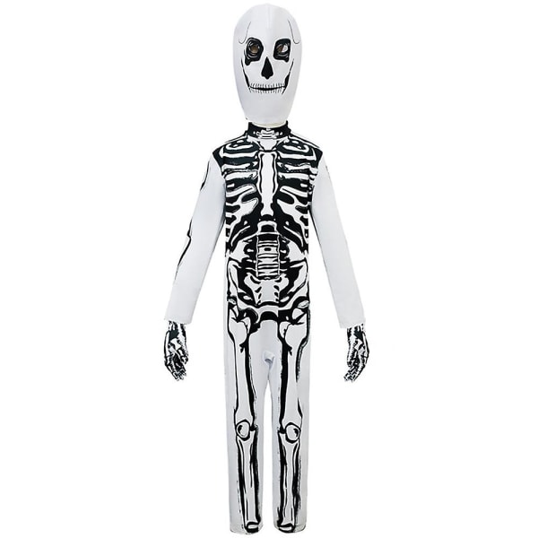 Lapset Pojat Tytöt Halloween Skeleton Cosplay-asu Body Cover Set Käsineet Naamio XL