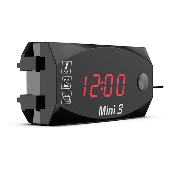 Universal 3 i 1 Motorcykel Elektronisk Klocka Termometer Voltmeter 12v Ip67 Vattentät Dammtät Led Watch Digital Display| | Red