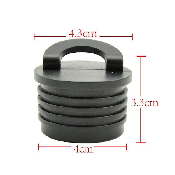 Bådprop, 4 stykker Kajakpropper Bådkano Kajak Gummiprop Afløbshuller Propper Sort 40mm
