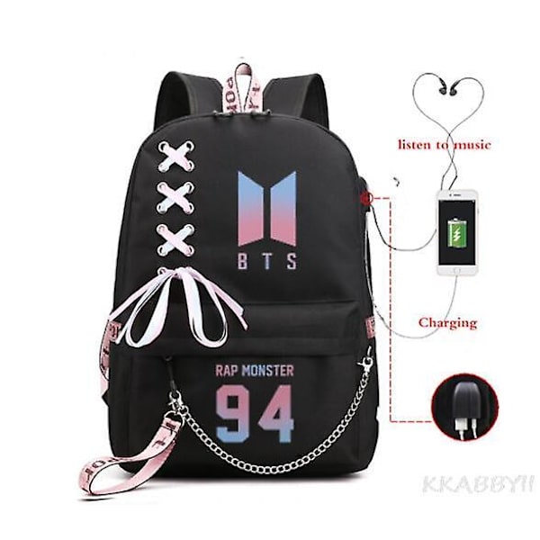Kpop Groups Ryggsäck USB Charge Vattentät Business Skolväska Tonåringar Laptop Travel Dagsäck Mochila Skolväska picture color2