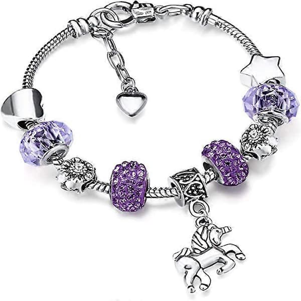 Enhjørning Glitrende Krystal Charm Armbånd Bangle til Pige Dame