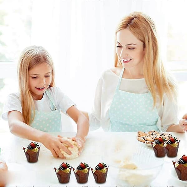 Muffinsformar, tulpanmuffinsformar, 100 stycken muffinsformar i papper med guld