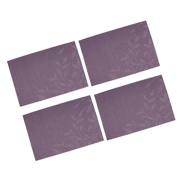 4 stk PVC rektangulær plassmatte varmeisolasjon spisebordspute coaster lilla