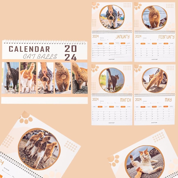 Kattkalender Rolig Kalender 2024, 2024 Väggkalender Månad till Vy för Kvinnor, Män och Kattälskare Humor Gåvor