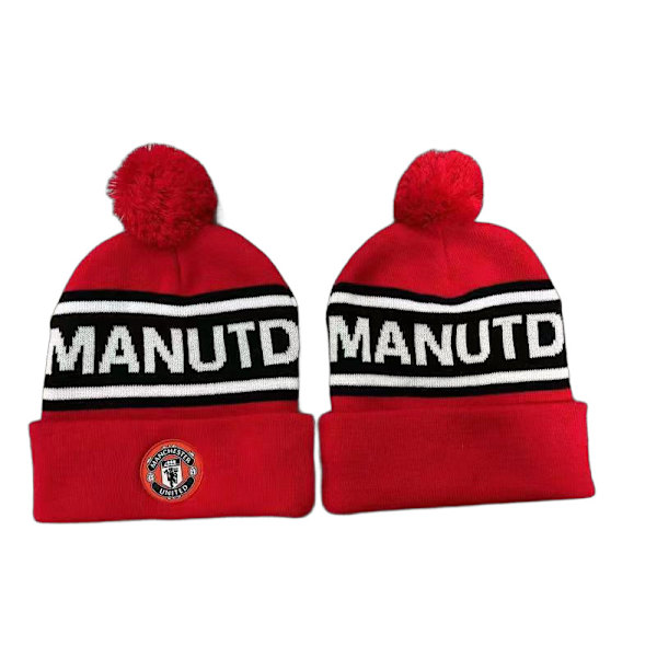 Stickad fotbollsklubb-mössa, kallskyddande och varm ullmössa för höst och vinter Manchester United Reds