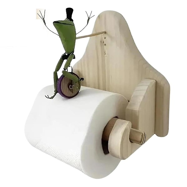 Frog Riding Cykel Toalettpappershållare, Rolig Väggmonterad Groda Rollpappershållare, Groda Toalett