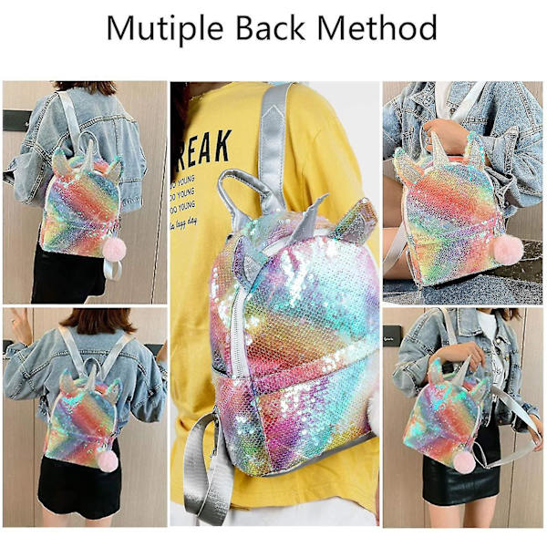 Tjejer Paljetter Ryggsäck, Unicorn Ryggsäck Tjej Paljetter Skolväska För Tjejer,mode Och Slitstark Reseryggsäck För Barn,Flickor Style1