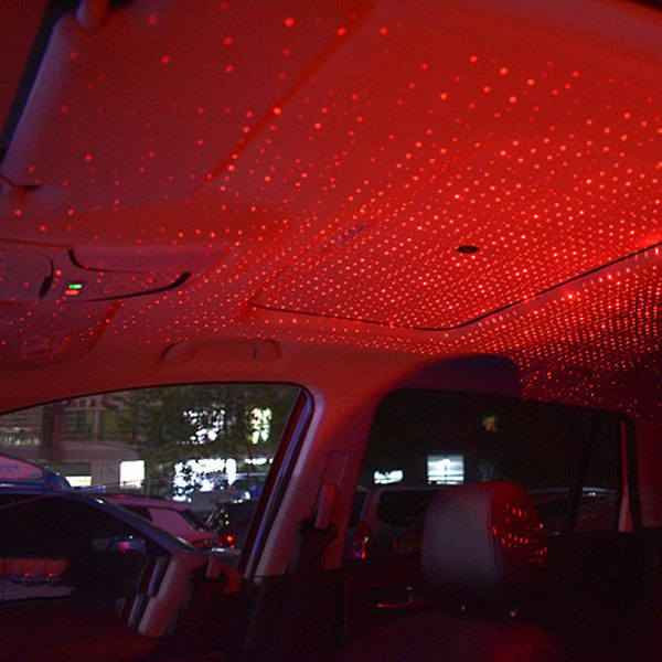 Led-auton katto tähtikirkas ilmapiiri valo USB toimiva projektorilamppu auton kattoon sisustussisustus valon autojen koristeluun tarvikkeet| | Red 02