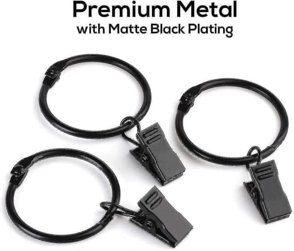 36-pack öppningsbara gardinringar i metall med klämmor, 1,22 tum innerdiameter