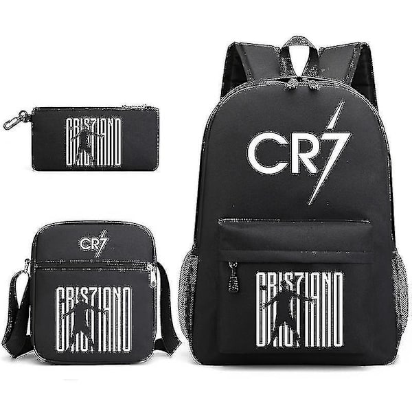 Fashion Cr7 Rygsæk Nye studerende Kapacitet Skoletasker Bogtaske Rejsetaske#sort Only satchel