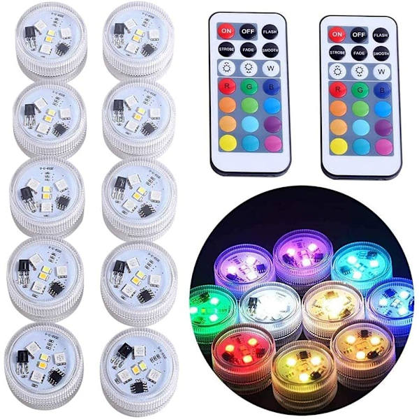 Upotettavat valot vedenpitävä poreallas Vedenalainen teelamppu Kaukosäädin RGB Monivärinen
