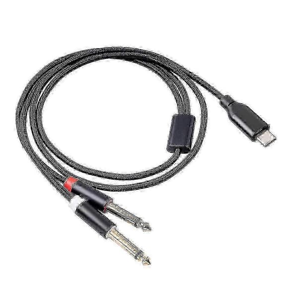 USB C til Dobbelt 6,35 mm Lydkabel med DAC-chip Type C til Stereo Hovedtelefonadapter til Smartphone Bærbar computer