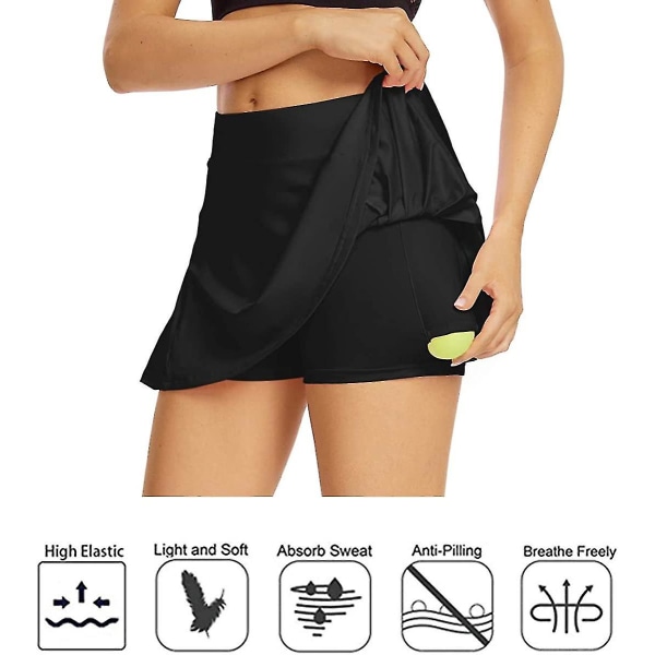 Dame tennisnederdel Let plisseret atletisk korts sport golf løbe mini nederdel med lommer og shorts