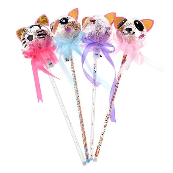 4 stk Kids Light-up Wands Led Håndholdte Sticks Barn Fairy Stick Glødende leketøy til fest tilfeldig mønster