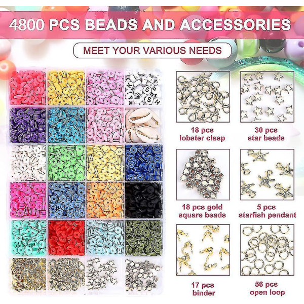 4800 Premium Polymer Clay Beads, 6 mm sorte stenperler 19 Bright