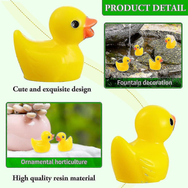 Mini Gula Ankor Ankungar Tiny Duckies Trädgård Landskap Akvarium Dockhus Krukväxter Dekoration 100 Pcs