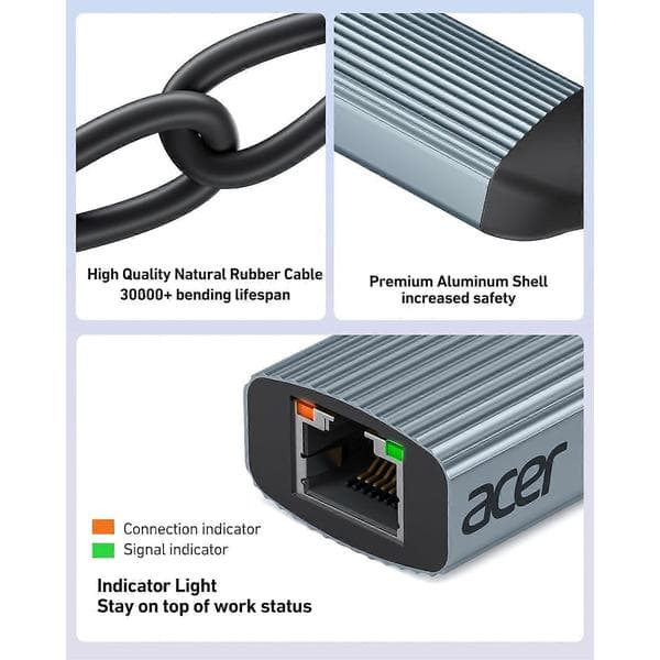 USB C til Ethernet-adapter, RJ45 til Type C Ethernet-konverter (Thunderbolt 3/4-kompatibel), 1 Gbps aluminium USB-C LAN-adapter