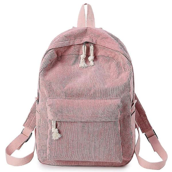Stribet skoletaske med blødt fløjlsdesign til kvinder
