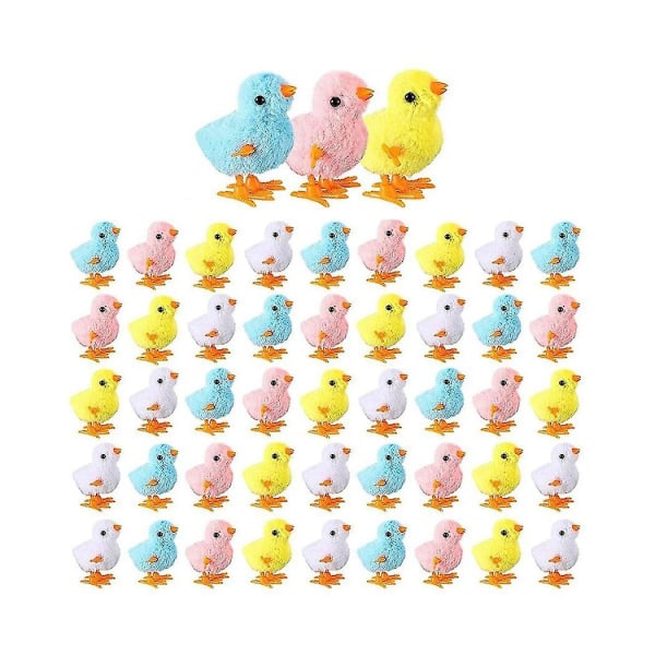 48-pack påsk Wind Up Chick Toys Färgglada Hoppa Söt plysch Kyckling Hopping Windups Chicks For Ea