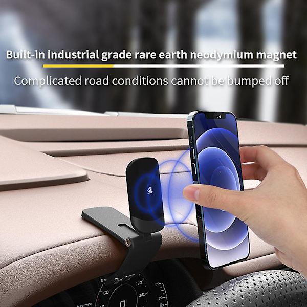Multifunktion 360 graders justerbar bil magnetisk telefonholder Dashboard Mount Hud Mini Silent Auto GPS Navigation Bracket| | Blue