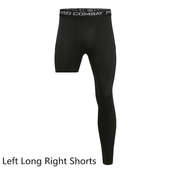 Miesten Base Layer harjoitushousut Compression Running Tight Sport, Rajattu yksi jalka White Left XXXL