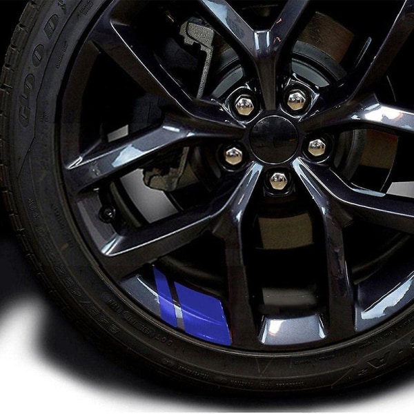 6st bilnav klistermärken Hjuldekaler Stålringklistermärken Hjulmodifierad reflekterande klistermärke Fälgdekoration klistermärke Biltillbehör| | Blue