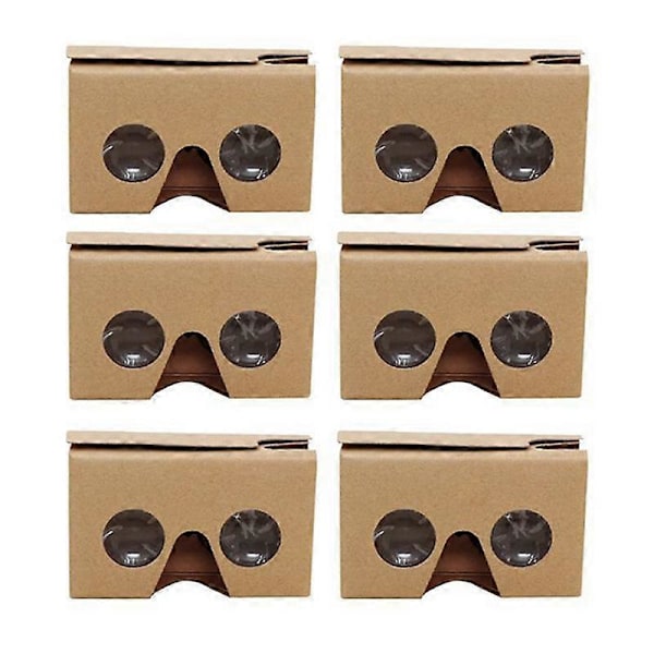 6 stk. 3D-briller til Cardboard V2 VR 4,5-6 tommer + hovedbøjle 3D VR Virtual Reality-briller