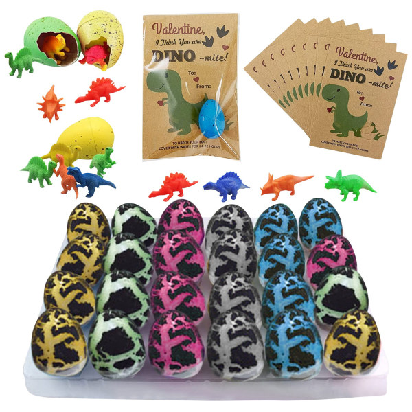 24 stk dinosaur egg klekking vokser med miniatyr dinosaur leker For gutter Jenter Småbarn Skole Klasserom Fest favoriserer