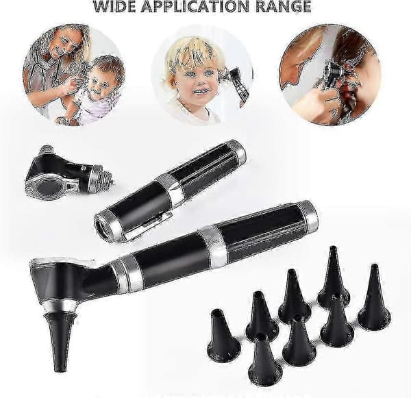LED Otoskopsett med 8 hetter oppbevaringsboks