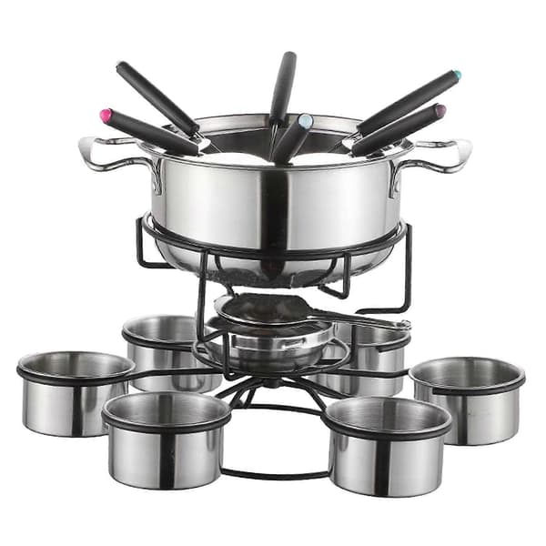 Fonduesett i rustfritt stål, lett, solid, multifunksjonelt, stabilt for hjemmet A