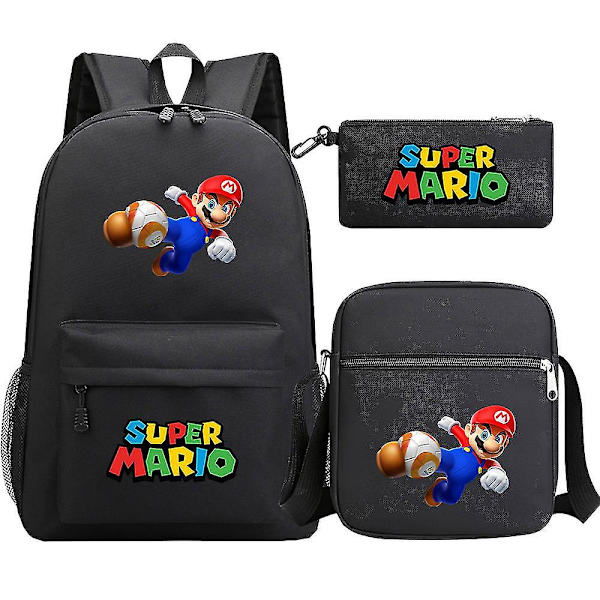 Super Mario Rygsæk - Teenagere, Piger, Drenge - Kawaii, Student - Vandtætte lærreds skoletasker - 3 stk - Laptop Mochilas rygsække 2