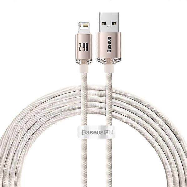 Crystal Shine Series Hurtigopladende Datakabel USB til iP 2.4A pink 2m