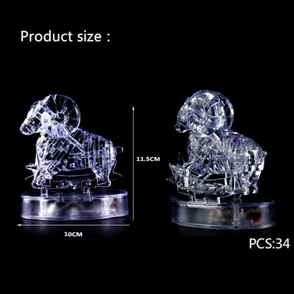 3D Crystal Puzzle Jig-saw Clear Twelve 12 Constellation Astrolog Flash LED-lys