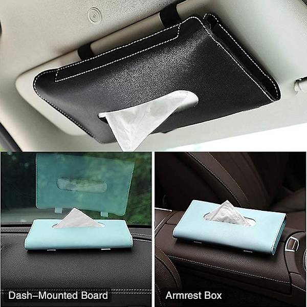 Auton pehmopaperirasiat Pu Nahkainen Auton aurinkovisiiri Riippuva pehmopaperikotelon pidike 23*13*2,5cm Auton sisäsäilytys Sisustustarvikkeet|paperilaatikot| Blue