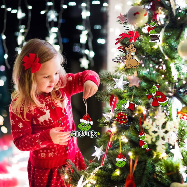 Grinch julepynt, 22 stk Papir juletre hengende pynt