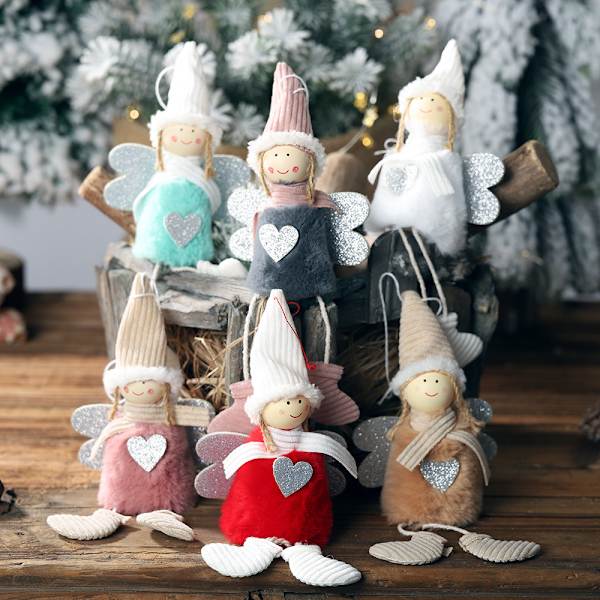 2 stk hængende juletræspynt juleengledekoration Thanksgiving Day gaver (hvid+rød)