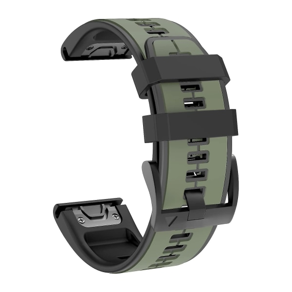 Stropp for Garmin Fenix ​​6x, lettpassende myke silikonbånd erstatning for Fenix ​​7x/fenix 6x Pro/fenix 5x/fenix 5x Plus/nedstigning Mk2 Army Green Black