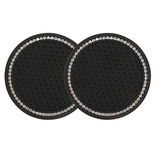 2kpl Diamond tekojalokiviä auton luistamaton vesikuppi Pad Bling -sisustus auton pullotelineeseen lasinalustan auton sisustustarvikkeet| | Black